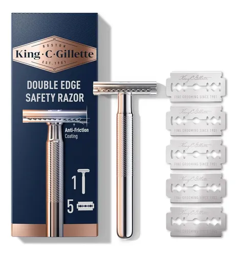 Rasuradora King C. Gillette De Fio Duplo, Aço Inox + 5...