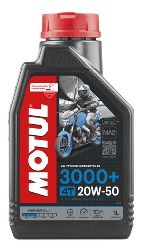 Óleo Para Motor De Moto Motul Mineral 3000+ 20w50 1l