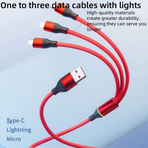Zy Cable De Carga Rápida Con Cargador Usb Múltiple 3 En 1