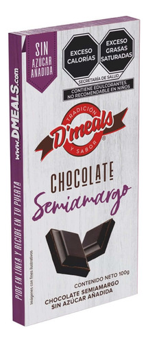 D'meals Chocolate Semiamargo 100 Gr Sin Azúcar