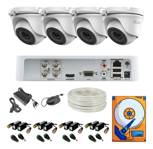 Kit Circuito Cerrado 4 1080 Domo Metal 100mts Utp 2tb