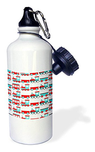 3drose Botella De Agua Con Diseño De Tren Azul Y Rojo, 