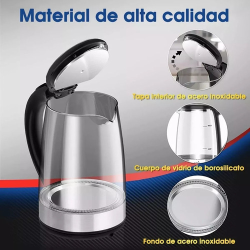 Kwalux Tetera Eléctrica Jarra Eléctrico Hervidor De Vidrio 2l