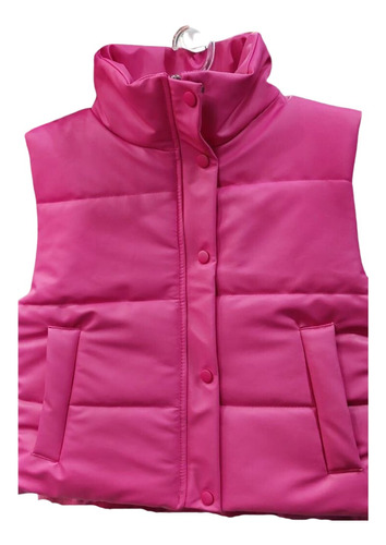 Chaleco Puffer Ecocuero Con Bolsillos Opaco