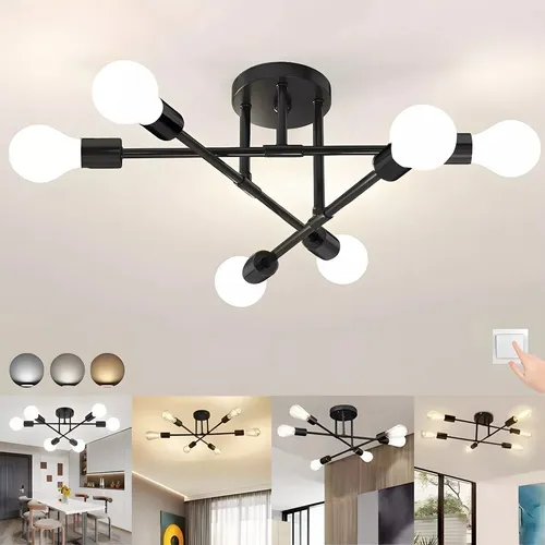 comprar Luminária Lustre Teto Pendente Moderno Para Sala 6 Lâmpadas