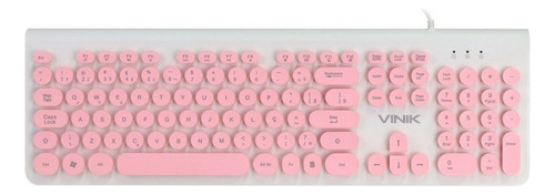 Teclado Usb Dynamic Circle Teclas Redondas Rosa Dc120r Cor de teclado Branco e Rosa Idioma Português Brasil