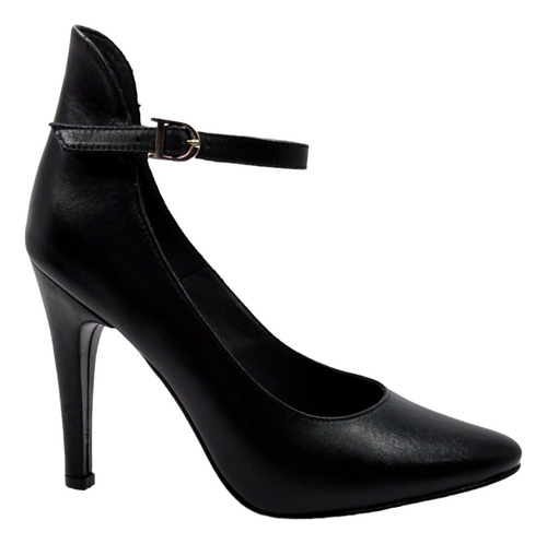 Zapatilla Mujer Dama De Piel Color Negro