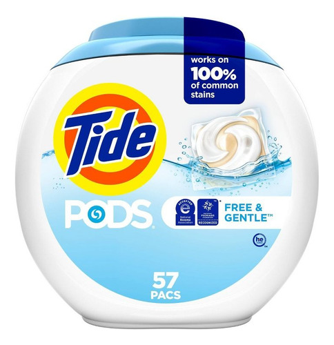 Tide Detergente Para Ropa 3en1:quitamanchas 57 Pods Sinolor