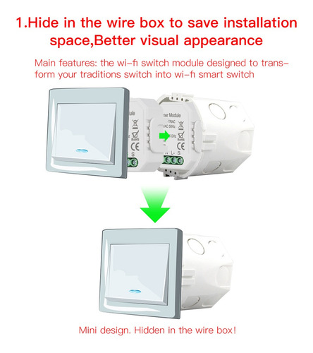 WOVELOT Inteligente Diy M/ódulo de Dimmer Interruptor de Luz Control Inal/ámbrico Automatizaci/ón Del Hogar Y Control de Voz Wifi Interruptor de Regulador de Intensidad 110-240V
