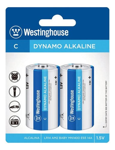 Pack 2 Pilas Dynamo Alcalina C Westinghouse / Tecnocenter