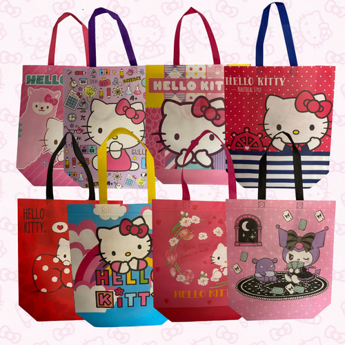12 Bolsas Ecológicas De Hello Kitty | 8 Modelos Diferentes Rojo Hello Kitty