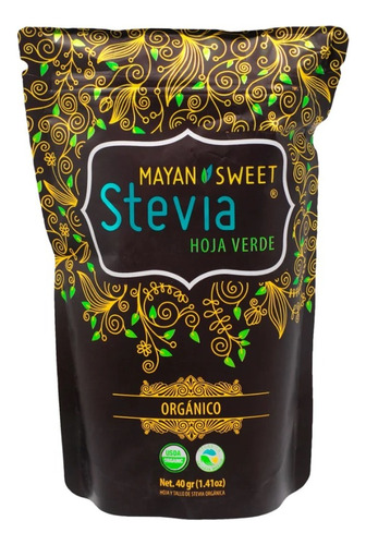 Hoja Deshidratada Stevia Mayan Sweet Stevia Organico 40 Grs