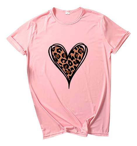 Top Manga Corta 136 Para Mujer Estampado Leopardo Camiseta