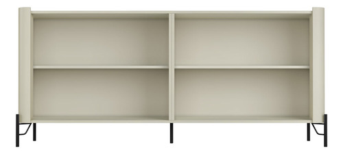 Balcão Buffet 180cm Porta Lisa 100% Mdf Com Pés Em Metal Cor Luna Com Preto