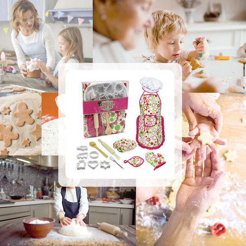 Set De Cocina Para Niños 15 Pcs Con Gorro De Chef Delantal G