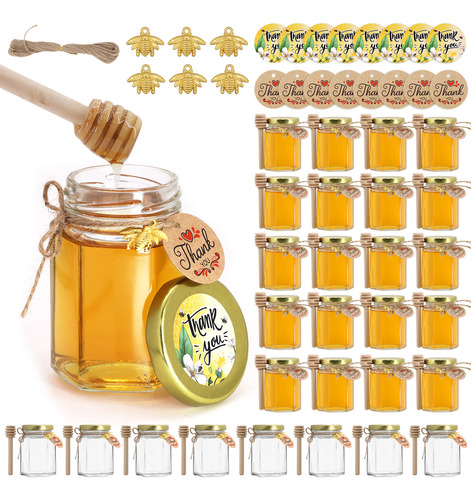 Frasco De Vidrio Mini Miel Hexagonal 100 Ml 20 Piezas
