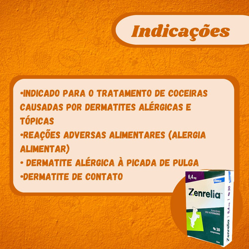 Zenrelia Tab 6,4mg 30 Comprimidos Dermatite Cães Elanco