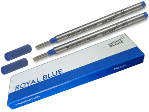 2 Refil De Caneta Mont Blanc Rollerball Carga Tinta Azul Par