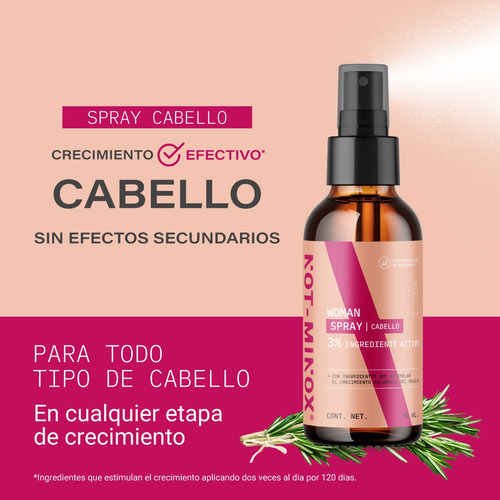 Imagen 2 de 7 de Spray Crecimiento Cabello Mujer Notminox Biotina Vit E