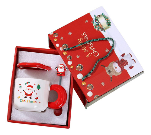 Juego De Tazas De Cerámica Navideñas Con Papá Noel Rojo