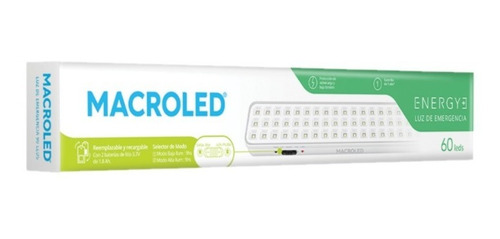 Luz Emergencia 60 Led Recargable-9hs Autonomia Macroled Ef Color Blanco