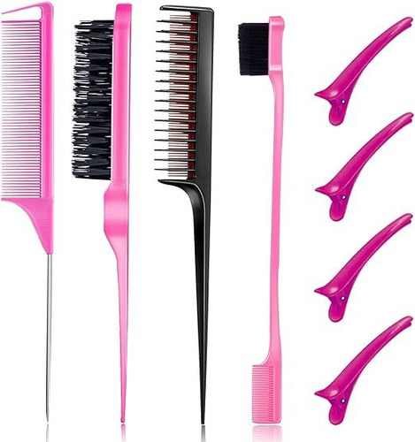 Set Of 8 Hairbrushes, Nylon Hairbrush With Duckbill Clip