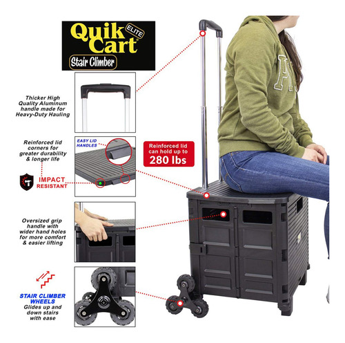 Carrito Multiuso Plegable Quik Cart 20 Kg De Carga Máxima