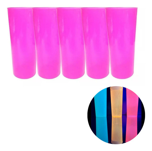 Vaso Trago Largo X 20 Fluo Colores Opaco Descartable Color Rosa