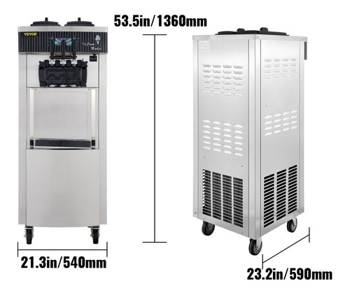 Maquina Comercial Vevor Helados 3 Sabores 12lts Ruedas Itr
