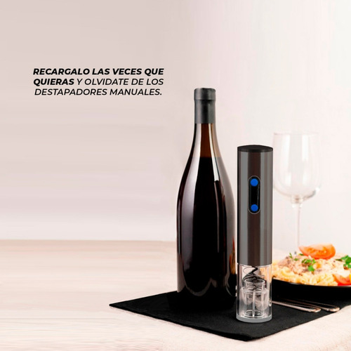 Imagen 4 de 10 de Sacacorchos Automático Recargable Con Luz Led Alta Cálidad
