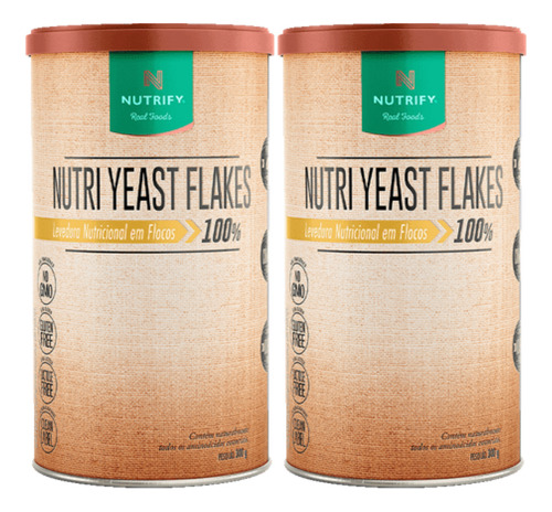 2x Levedura Nutricional Nutri Yeast Flakes Nutrify 300g Sabor Sem Sabor