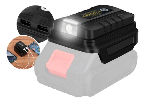 Adaptador De Carregamento Usb Para Baterias 18v Com Luz Led De Trabalho Gorillaz
