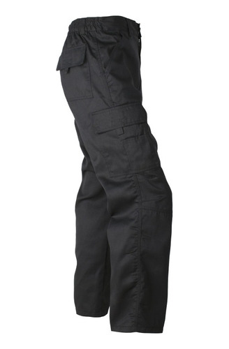 Pantalon Cargo Trabajo Gabardina Negro Cintura  Elasticada