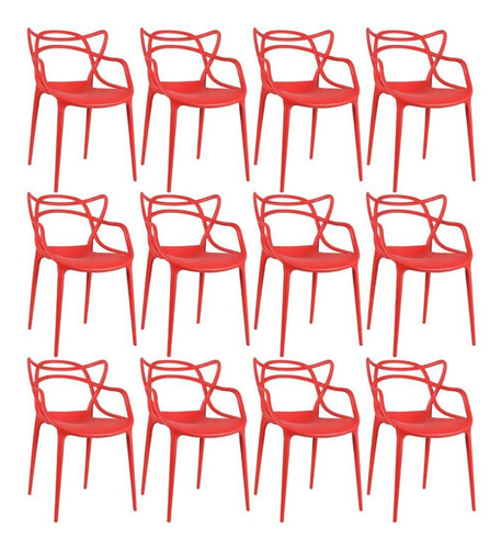 Kit 12 Cadeiras Ana Maria Allegra Cozinha Restaurante Jantar Estrutura da cadeira Vermelho