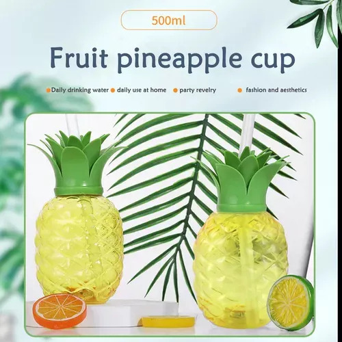 = Vaso De Bebida Fría Con Botella De Piña, Vaso Con Pajita