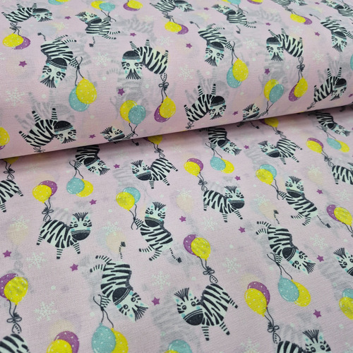 Telas Por Metro Estampados Infantiles Alg Y Pol 1.5m Ancho Rosa Cebra