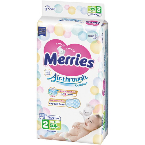 Pañales Velcro Merries S (4 A 8 Kg) X 54 Uni.