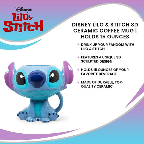 Taza De Café Disney Lilo & Stitch De Cerámica Esculpida En 3