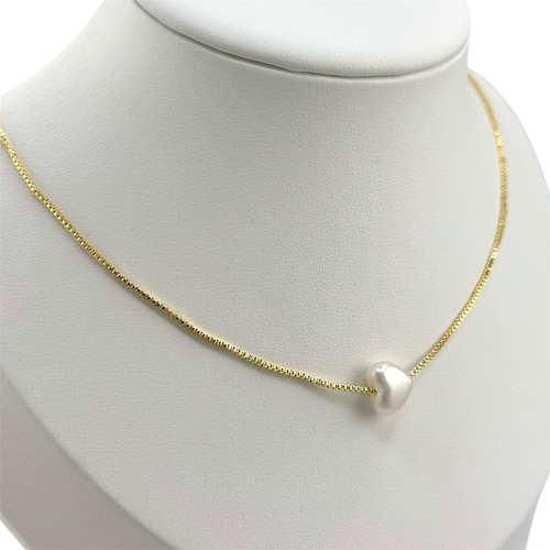 Collar Perla Para Mujer Elegante Gargantilla Dama Dorado - Corazon