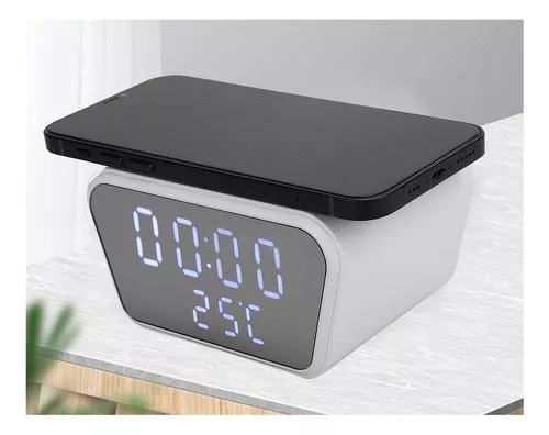 Reloj Despertador Digital Cargador Inalámbrico Alta Gama