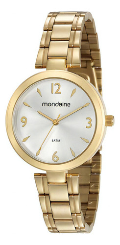 Kit Relógio Dourado Feminino Mondaine 53609lpmvde1k2 Cor do fundo Champanhe