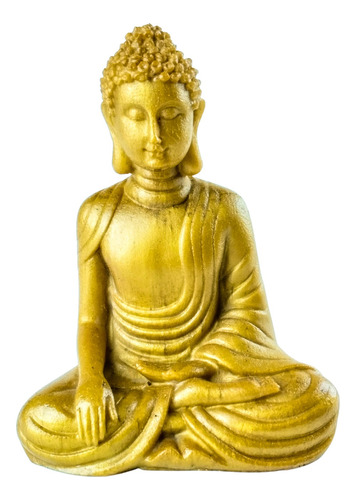 Buda Mudra Bhumisparsa Resina Dorado Decorativo Arghal 