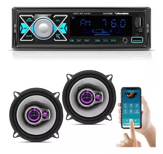 Som Rádio Mp3 Bluetooth + Pioneer 5 Traseira Gol G4 G5 G6 G7