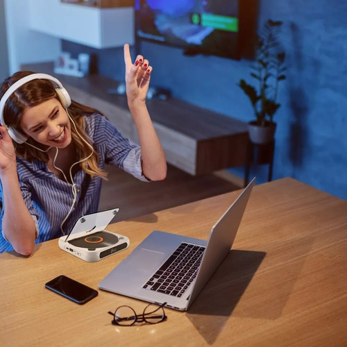 Leitor De Cd Portátil Com 5 Modos De Reprodução E Telas Sens