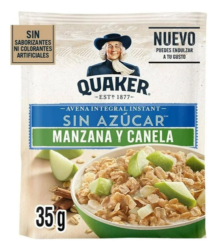 3 Pza Avena Integral Quaker Instant Manzana Y Canela Sin AzĂș