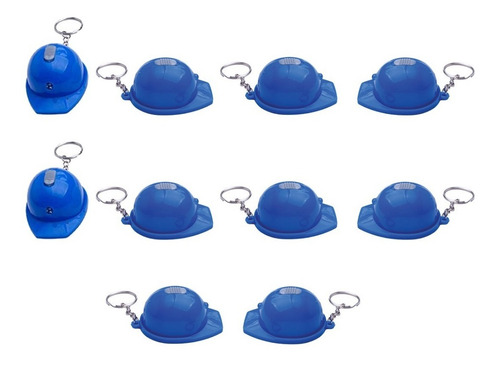 Paquete De 10 Llaveros De Plástico En Forma De Casco Con Luz Color Azul