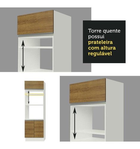 Cozinha Completa Madesa Jade Com Armário E Balcão Bru Cor Branco/Rustic