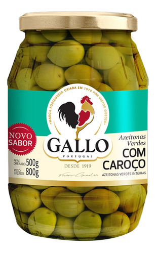 Azeitona Verde em Conserva com Caroço Gallo Vidro 500g