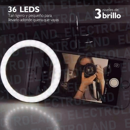 Aro Luz Led Selfies Celular Tablet Pc Linterna Anillo 8.5 Cm