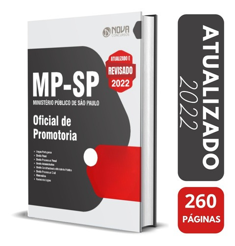 Apostila Mp-sp 2022 - Oficial De Promotoria, De Professores Especializados., Vol. Único. Editora Nova Concursos, Capa Mole, Edição Oficial Em Português, 2022